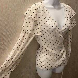 Club Monaco Polka Dot Wrap Strils Top NWT